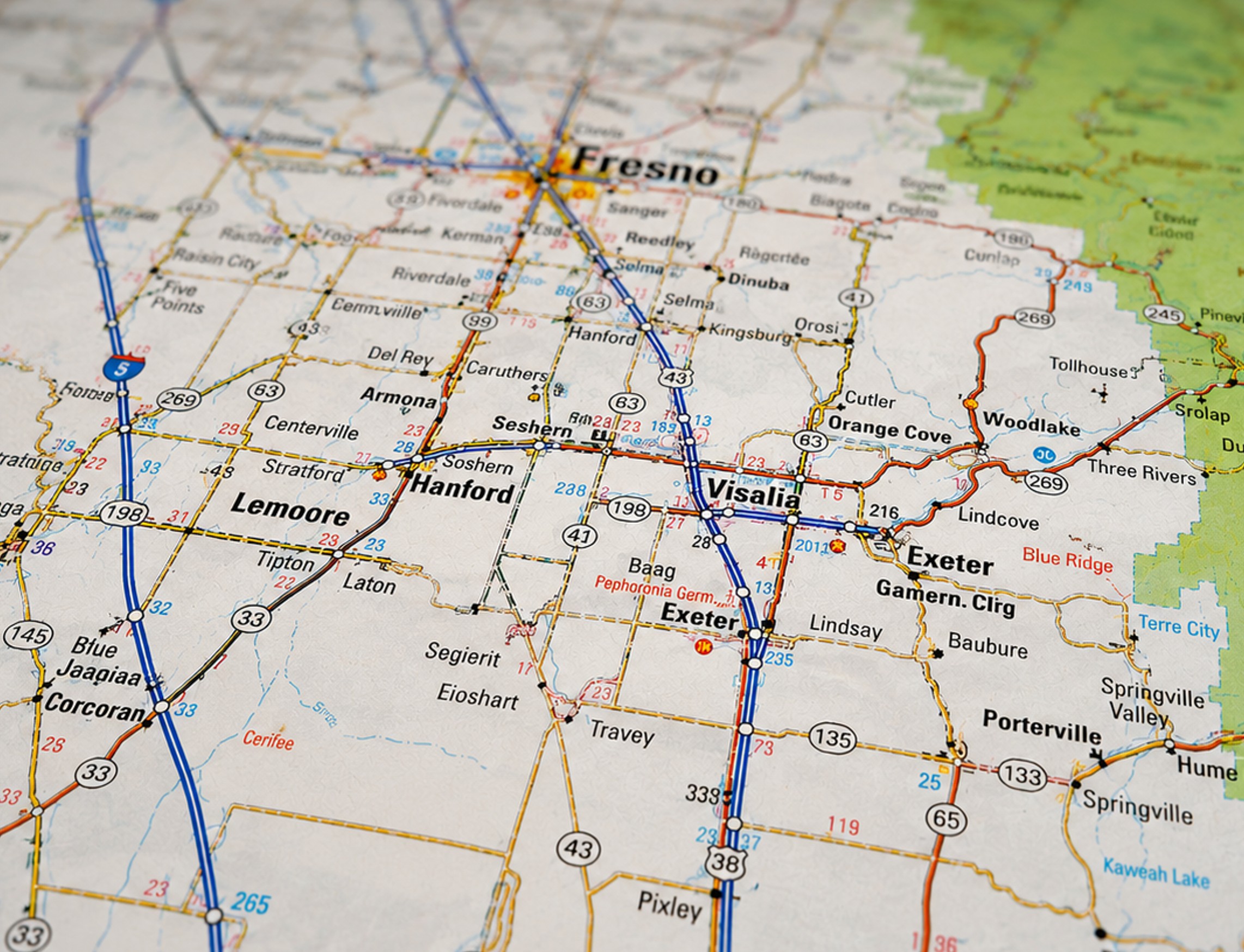 Map of the Visalia and Central Valley service area